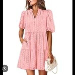 Elegant Pink Eyelet Mini Dress